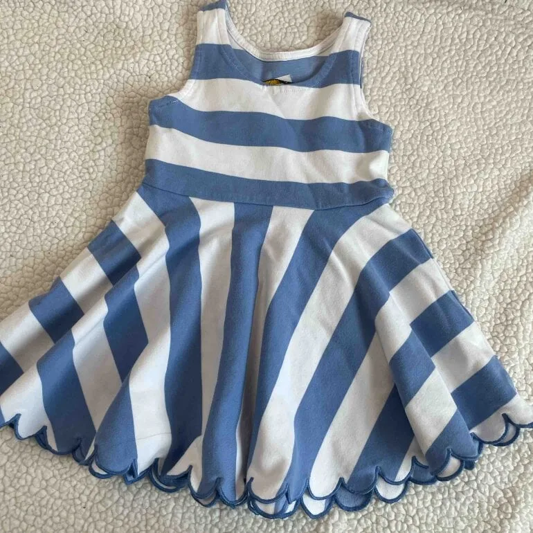 Vestido polo de franjas, azul con blanco — foto 2