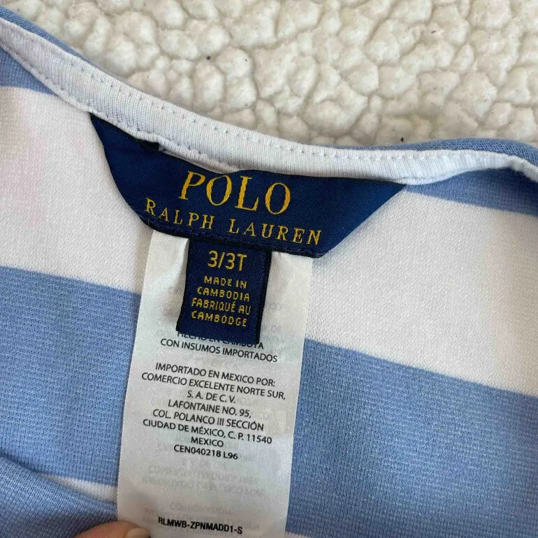 Vestido polo de franjas, azul con blanco — foto 3