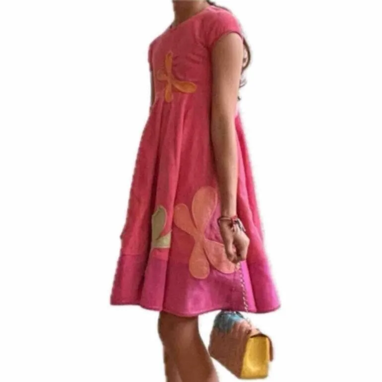 Vestido infantil colorido de pana — foto 2