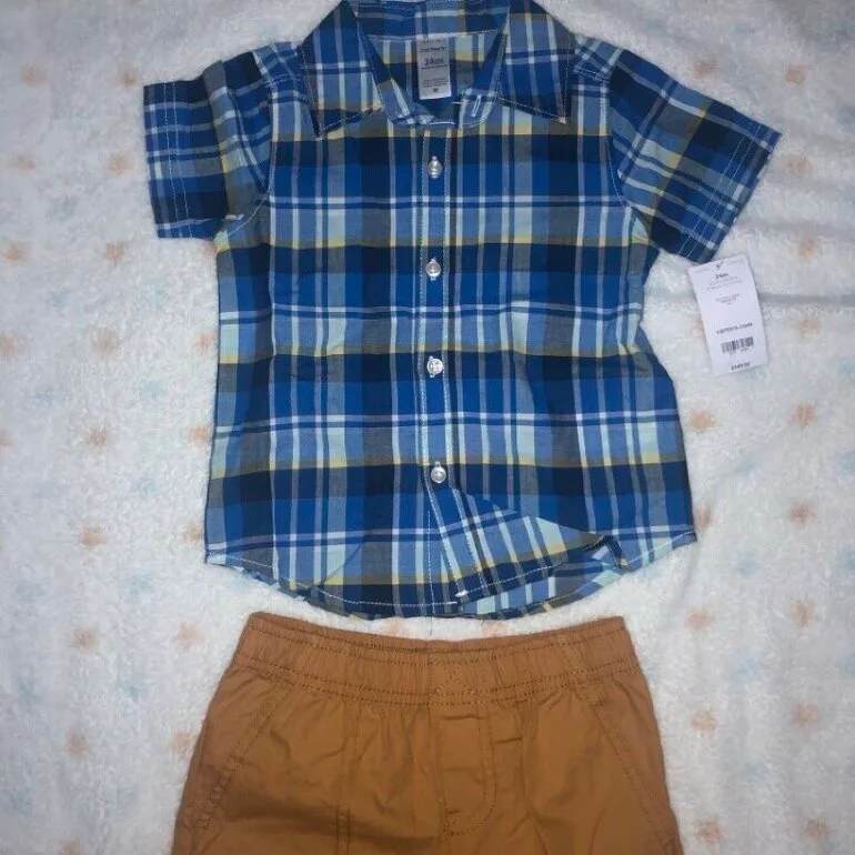 Ropa para bebé azul con café — foto 4